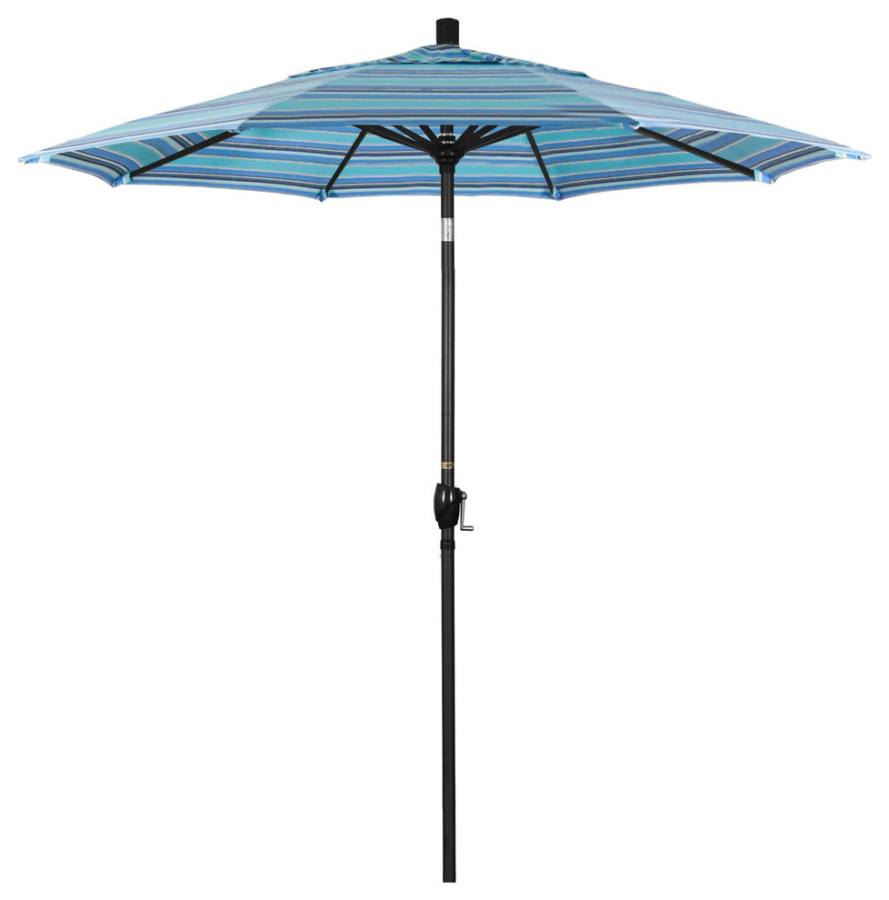 7.5' Black Push-Button Tilt Crank Aluminum Umbrella, Dolce Oasis Sunbrella