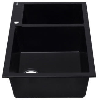 ALFI AB3319DI-BLA Black 34" Double Bowl Drop In Granite Composite Kitchen Sink
