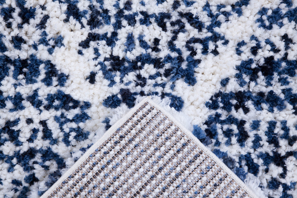 Oasis Delphine Royal Blue and White Polyester Area Rug