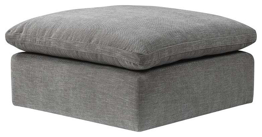 Linen Upholstery Modular Ottoman, Gray