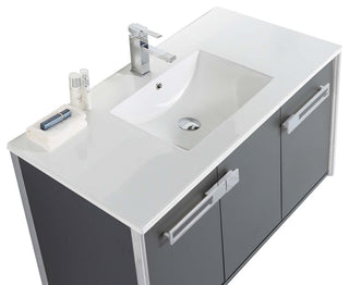 Oakville Wall Mount Bathroom Vanity, Onix Grey, 42", Chrome Hardware