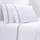 Embroidered Border Sheet Set, 4 Piece, Grey, King