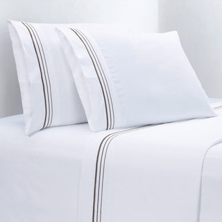 Embroidered Border Sheet Set, 4 Piece, Grey, King