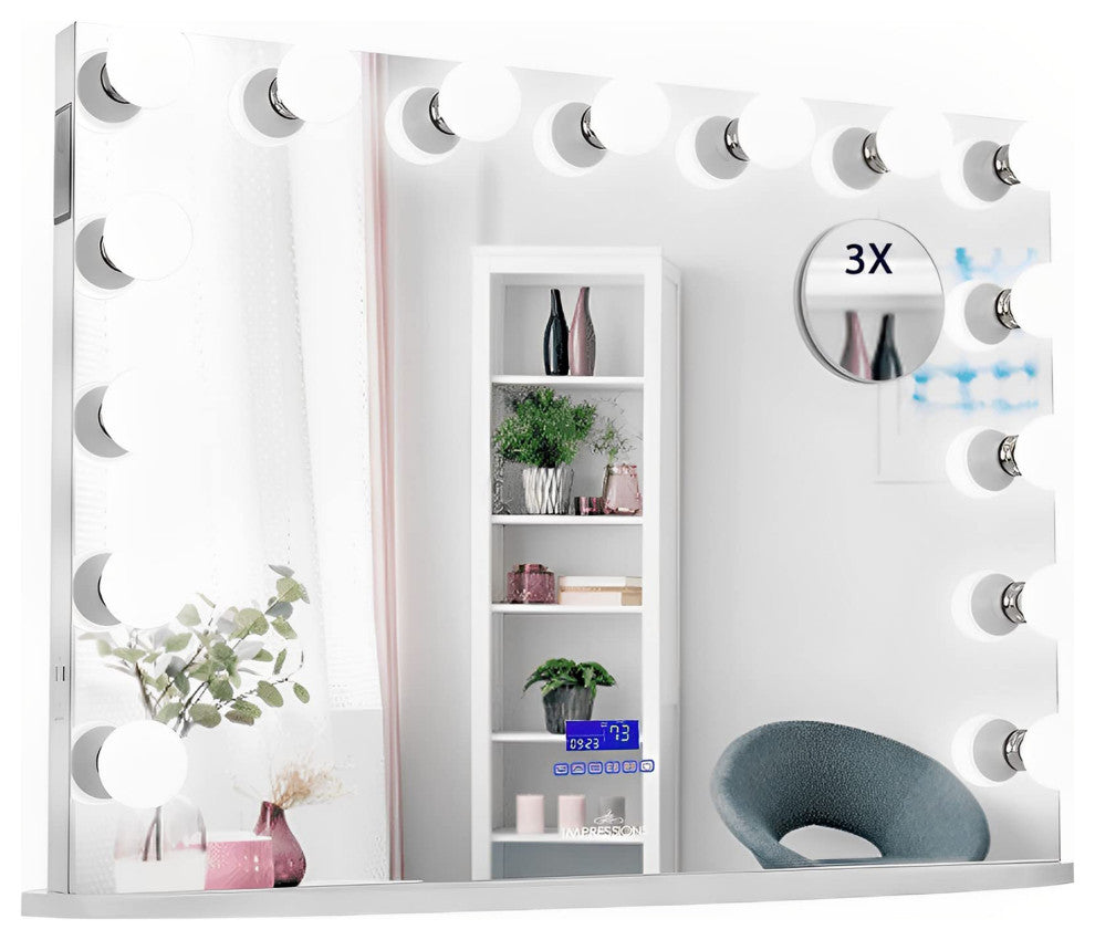 Hollywood Premiere Pro Vanity Mirror, White, Bluetooth