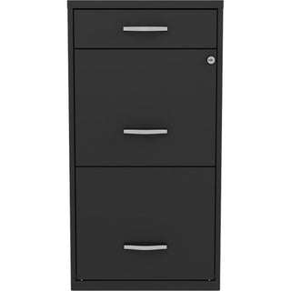 Pemberly Row 18" 3-Drawer Modern Metal Organizer File Cabinet in Black
