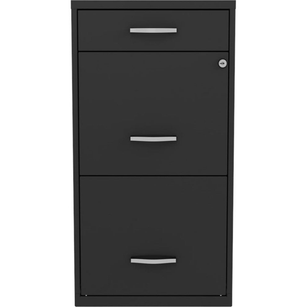 Pemberly Row 18" 3-Drawer Modern Metal Organizer File Cabinet in Black