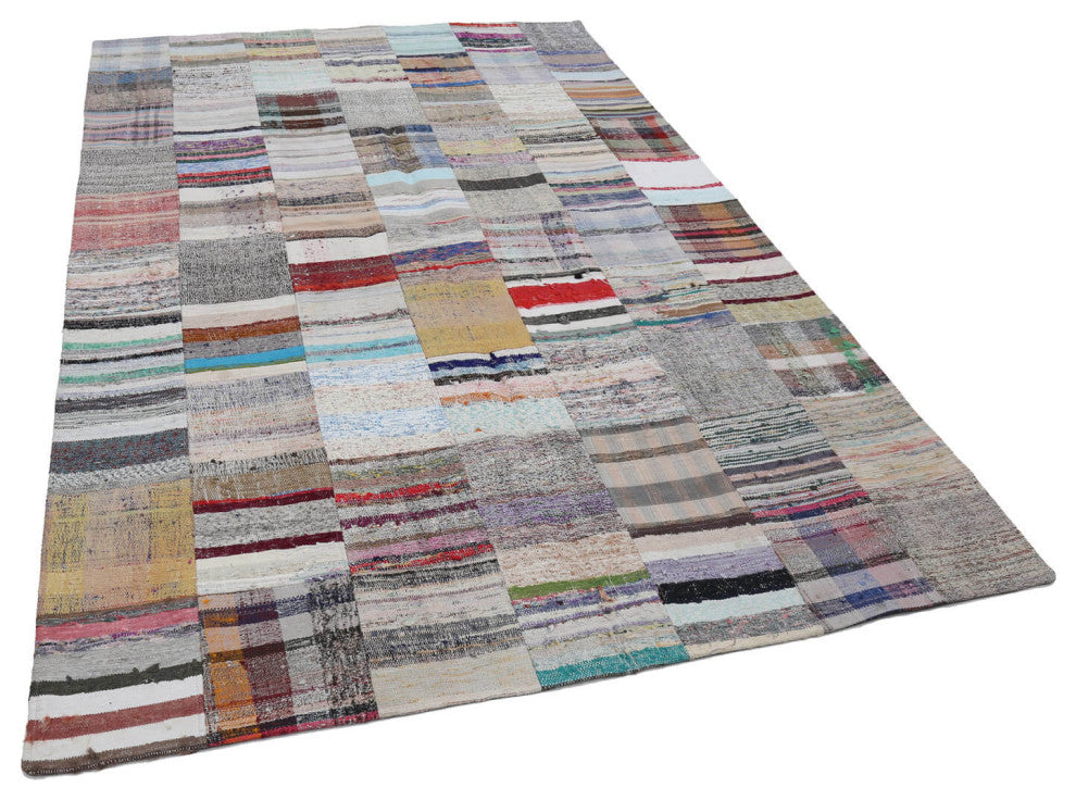 Rug N Carpet - Handmade Anatolian 6' 7'' x 9' 11'' Unique Patchwork Kilim Rug