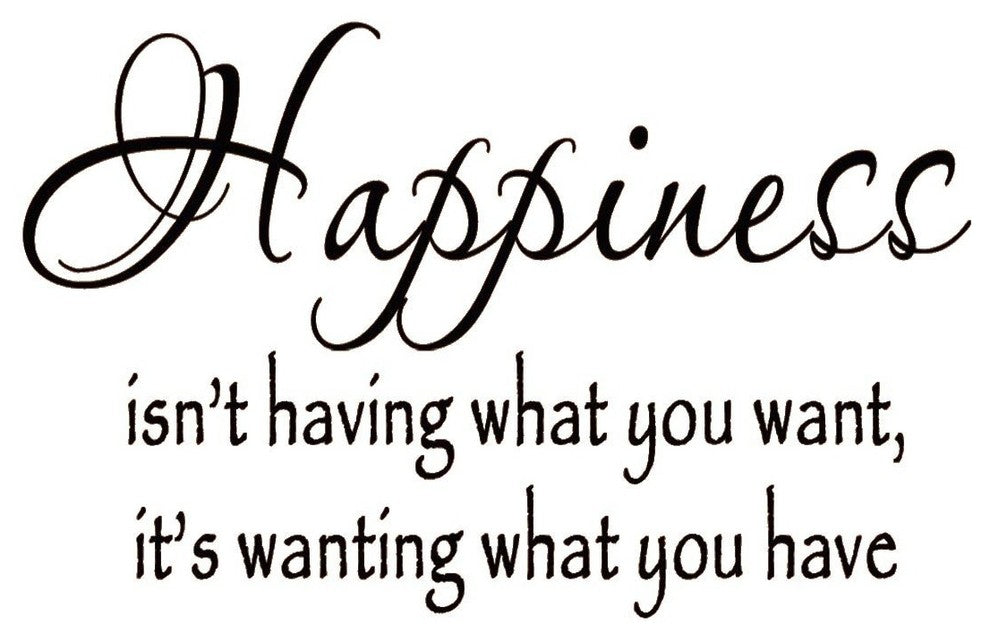 VWAQ Happiness Isn't Having What You Want, It's Wanting What You Have Wall Quote