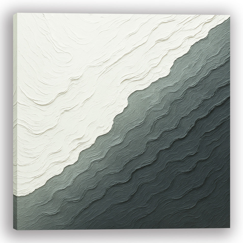 Original Art "Monochrome Waves" Textured Canvas Painting