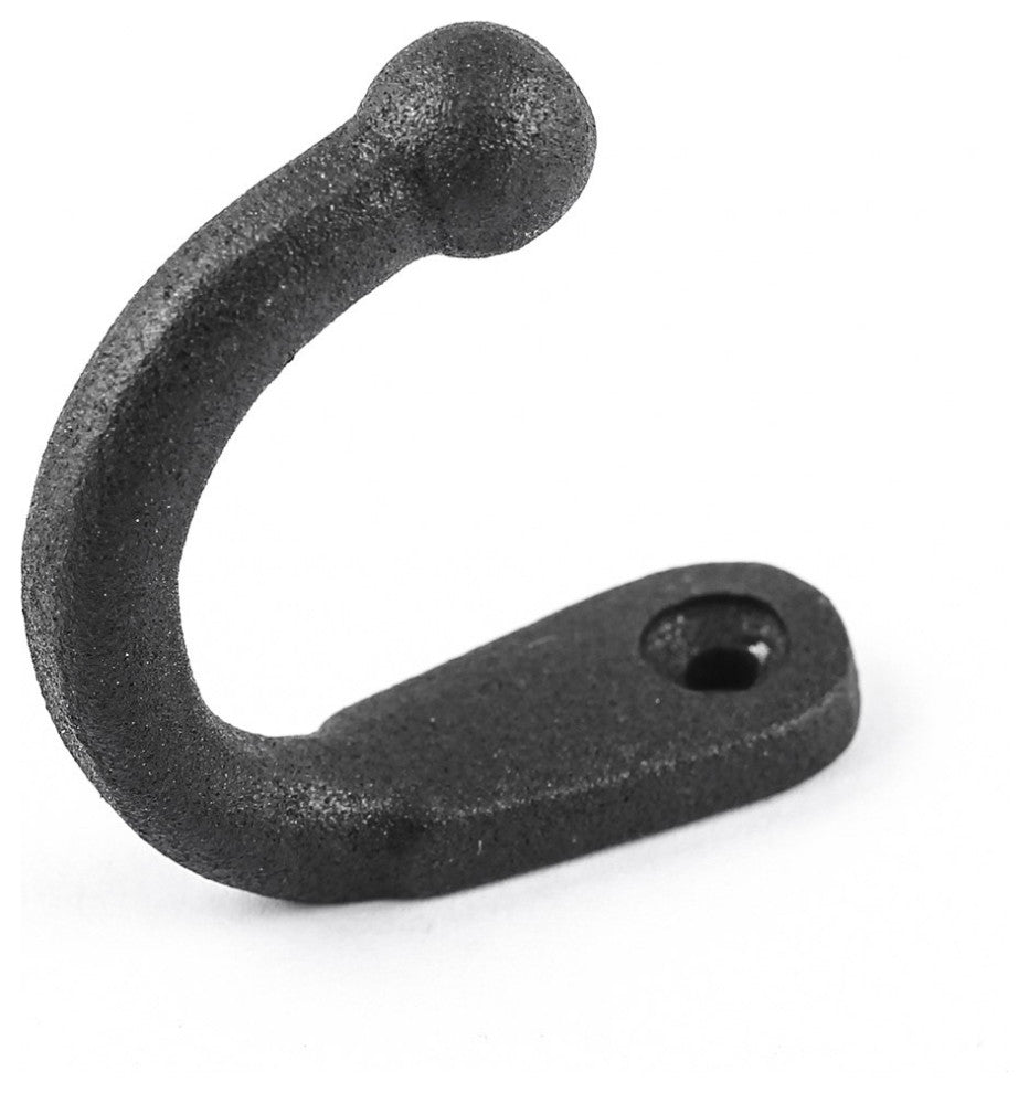 Black Wrought Iron Wall Mount Coat Hook 2" Proj. Rust Resistant with Hardware