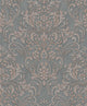 Damask Textured Wallpaper, Ornamental, Pink Gray Silver Gray Copper, 1 Roll