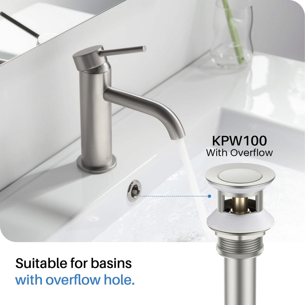 Cube 8" Widespread Bathroom Sink Faucet With Drain Assembly, Brushed Nickel