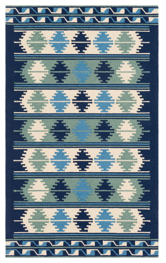 Surya Rain RAI-1274 8'x10' Rug, Navy/Sky Blue/Mint/Cream