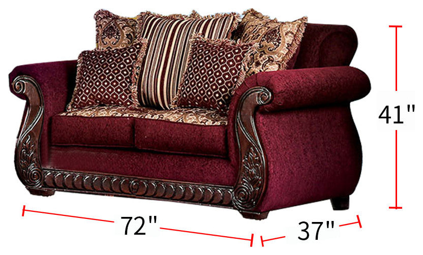 Upholstered Loveseat with Rolled Arms Design, Loveseat