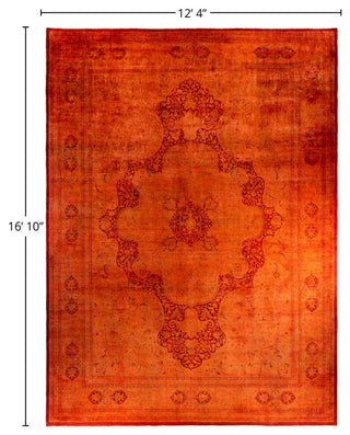 Overdyed, One-of-a-Kind Hand-Knotted Area Rug Orange, 12'4"x16'10"
