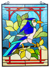 Chloe Lighting Bluejay Tiffany-Style Animal Window Panel 24" Height