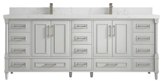 Aberdeen 84 Double Sink Bath Vanity in Coventry Gray 2" Empira Quartz