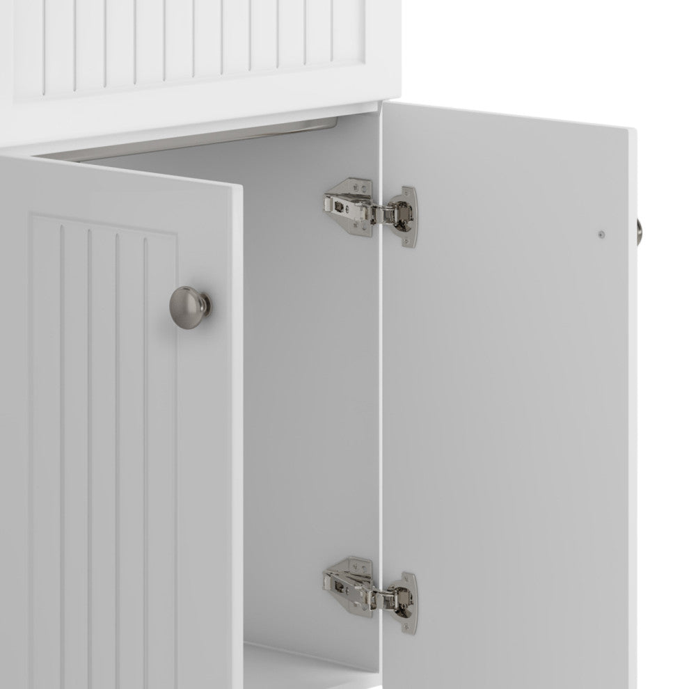Beckham Laundry Cabinet With Faucet and Stainless Steel Sink, White, 24"