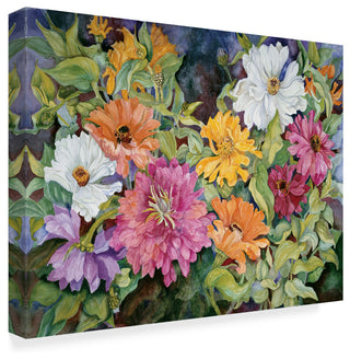 Joanne Porter 'Multi-Colored Zinnias' Canvas Art, 47"x35"