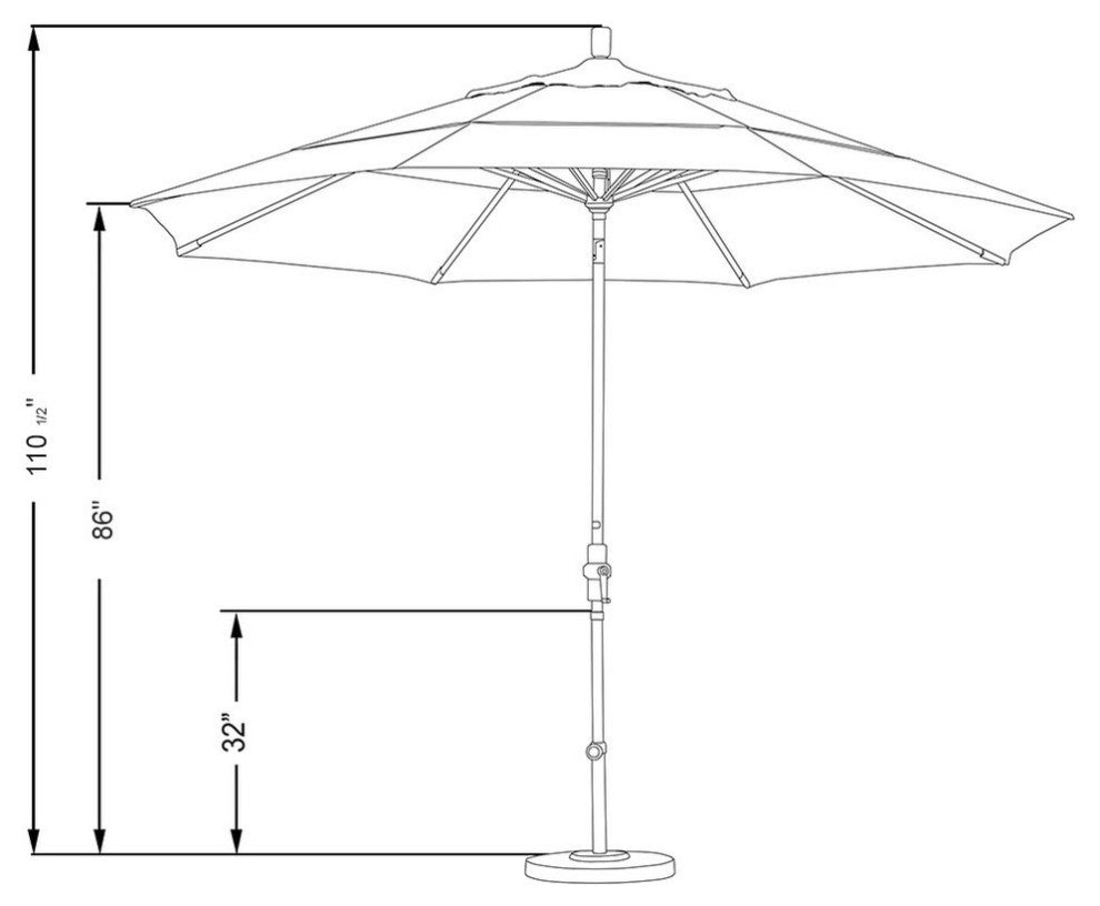 11' Aluminum Umbrella Collar Tilt Bronze, Olefin, White