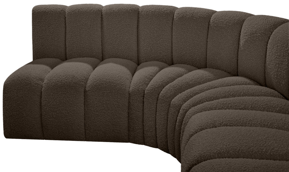 Arc Boucle Fabric Upholstered 7-Pc. U-Shaped Modular Sectional, Brown