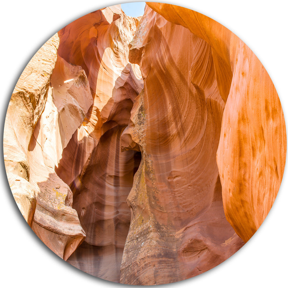 Antelope Canyon Sandstone, Landscape Photo Round Metal Wall Art, 11"