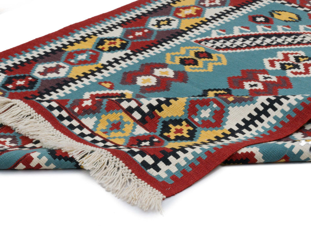 New Handwoven Turkish Kilim Rug 4' 2" x 5' 3", 50 in. x 63 in.