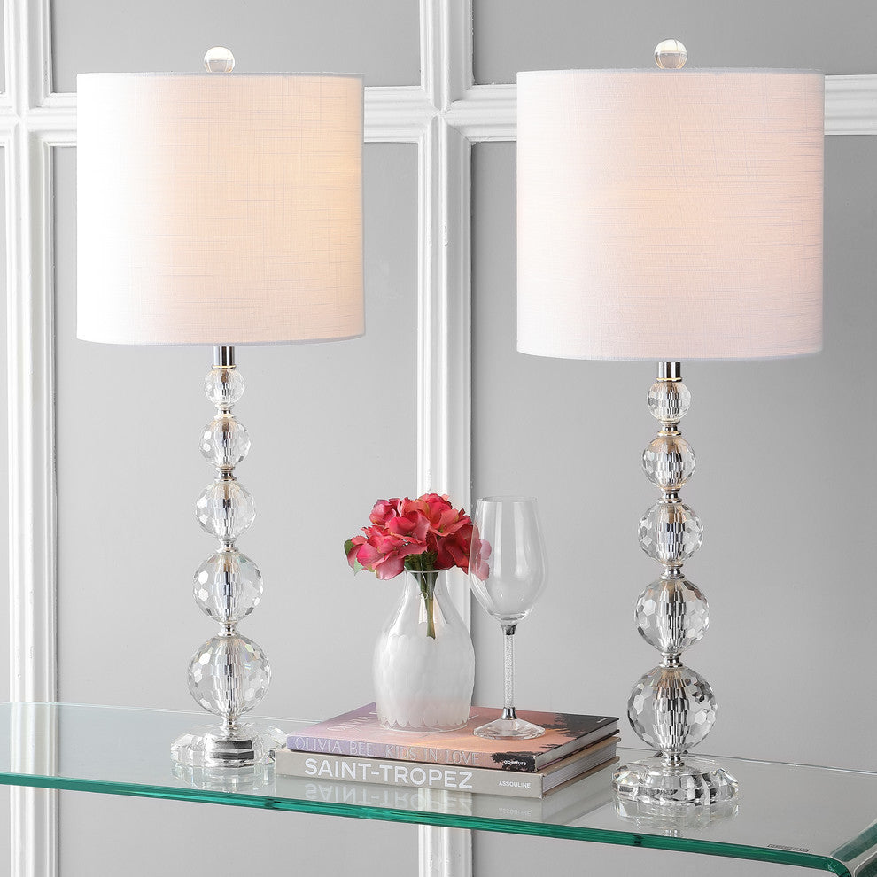 Nala 28.5" Crystal Table Lamp, Chrome, Set of 2