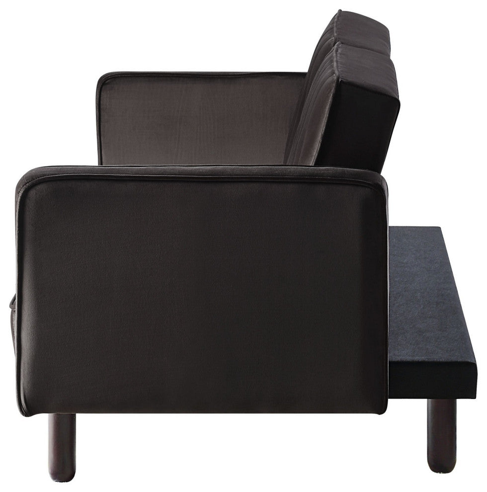 Benzara BM263588 Leather Adjustable Sofa With Button Tufted Tight Back, Brown