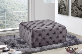Ariel Velvet Upholstered Ottoman/Bench, Grey