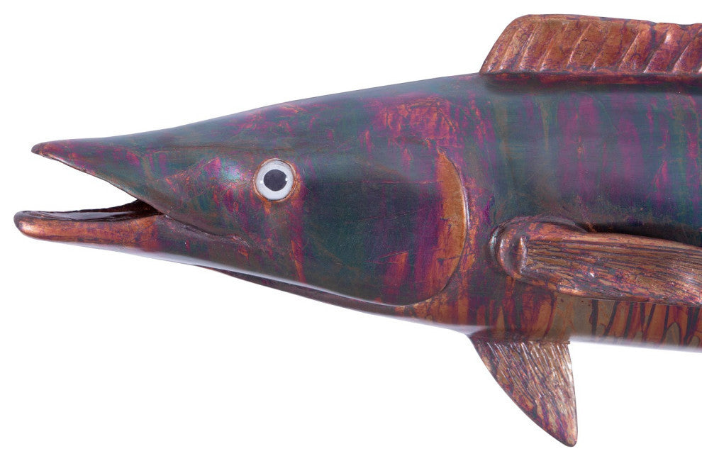 Wahoo Fish Wall Sculpture, Copper Patina