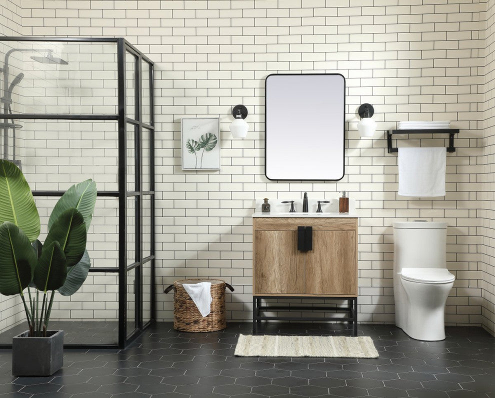Home Living 19" Modern Natural Oak-Light Bathroom Vanity