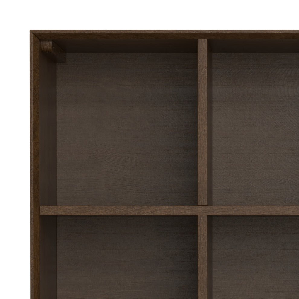 Banting Solid Hardwood 9 Cube Bookcase With Drawers, Walnut Brown