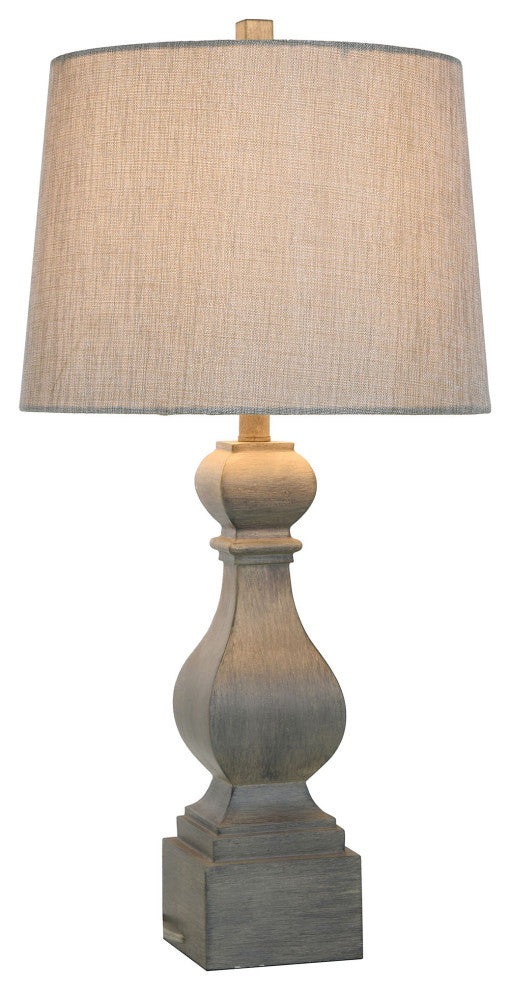 Gray Distressed Poly Table Lamp