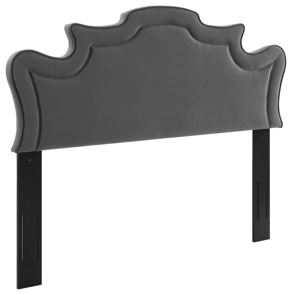 Evangeline Performance Velvet Twin Headboard, Charcoal