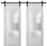 Planum 2102 Double Barn Doors 56 x 84, White Silk and Hardware 13FT
