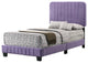 Lodi Velvet Upholstered Channel Tufted Twin Panel Bed, Purple