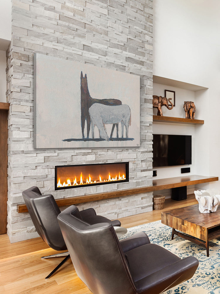 "Horse Friendship" Painting Print on Wrapped Canvas, 36"x24"