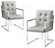 Posh Living Evan Tufted Faux Leather Dining Chair Light - Gray/Chrome (Set of 2)