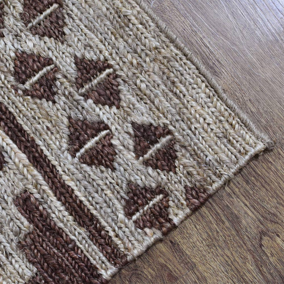 HAND KNOTTED SUMAK JUTE ECO-FRIENDLY SOLID AREA RUG,Brown Beige,Oriental,Outdoor, [Rectangle] 5'x8'