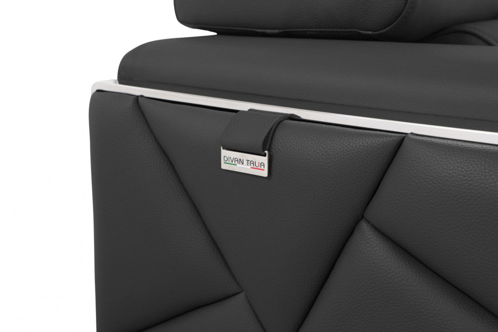 Mod Charcoal Gray Leather and Chrome Deco Accent Chair