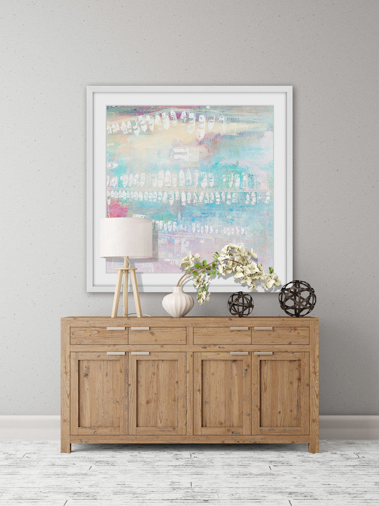 "Many White Boats" Framed Painting Print, 24"x24"