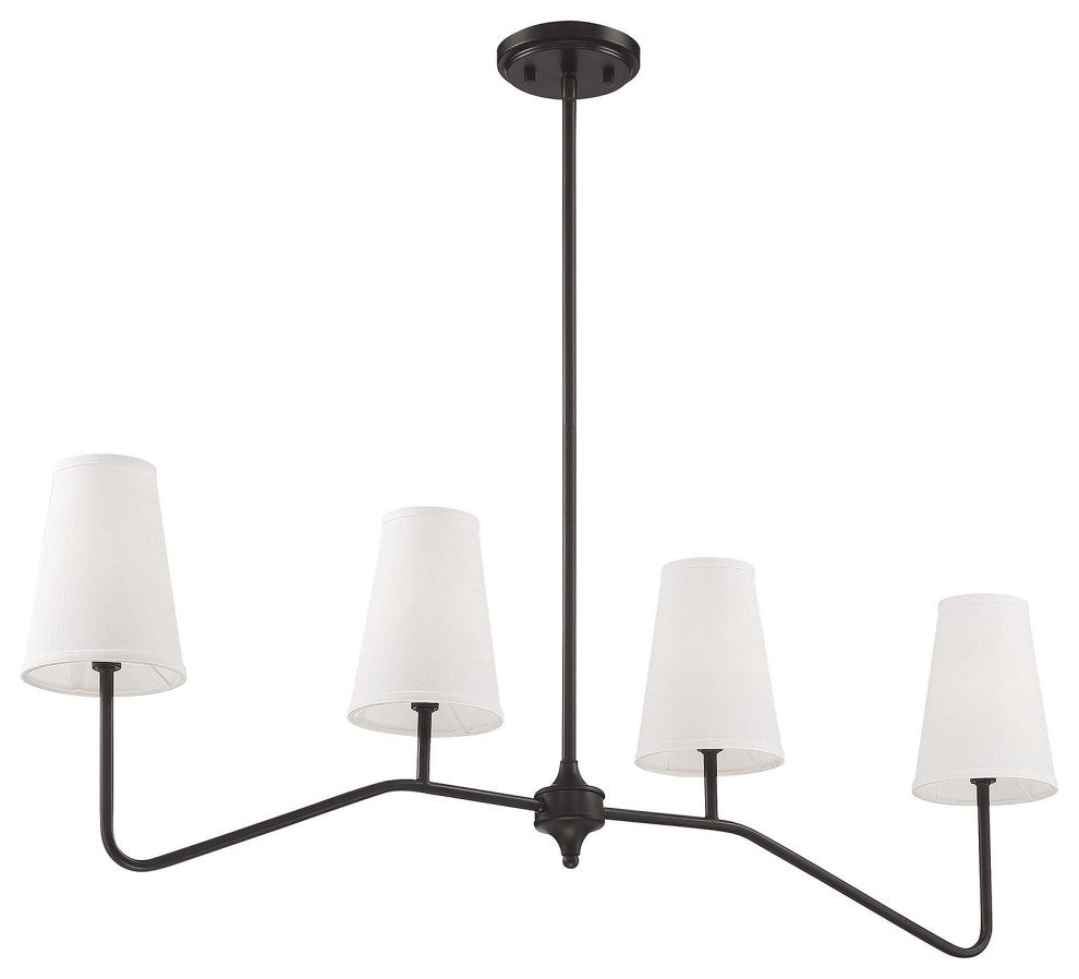 4-Light Linear Chandelier, Matte Black, Oil Rubbed Bronze