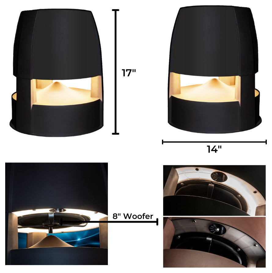 8" Omni 360Â° Speaker & LED Path Light 200W Full Range IP65