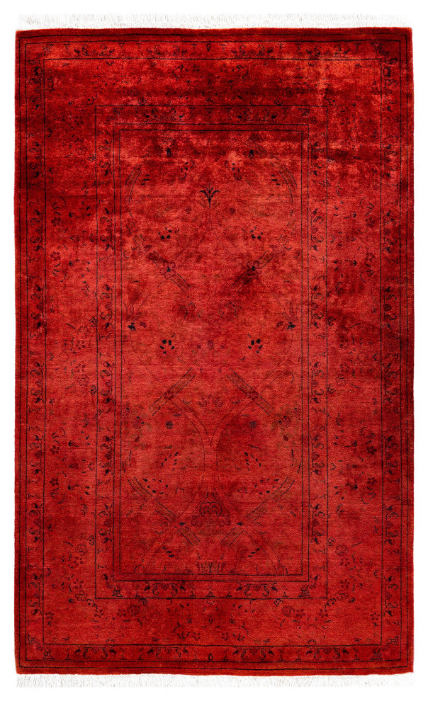 Overdyed One-of-a-Kind Hand-Knotted Area Rug Orange, 3' 3" x 5' 4"