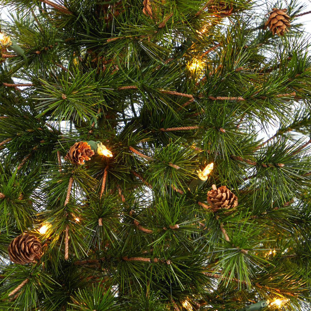 44" Colorado Mountain Pine Faux Xmas Tree W/Lites, Bendable Branches & Pinecone