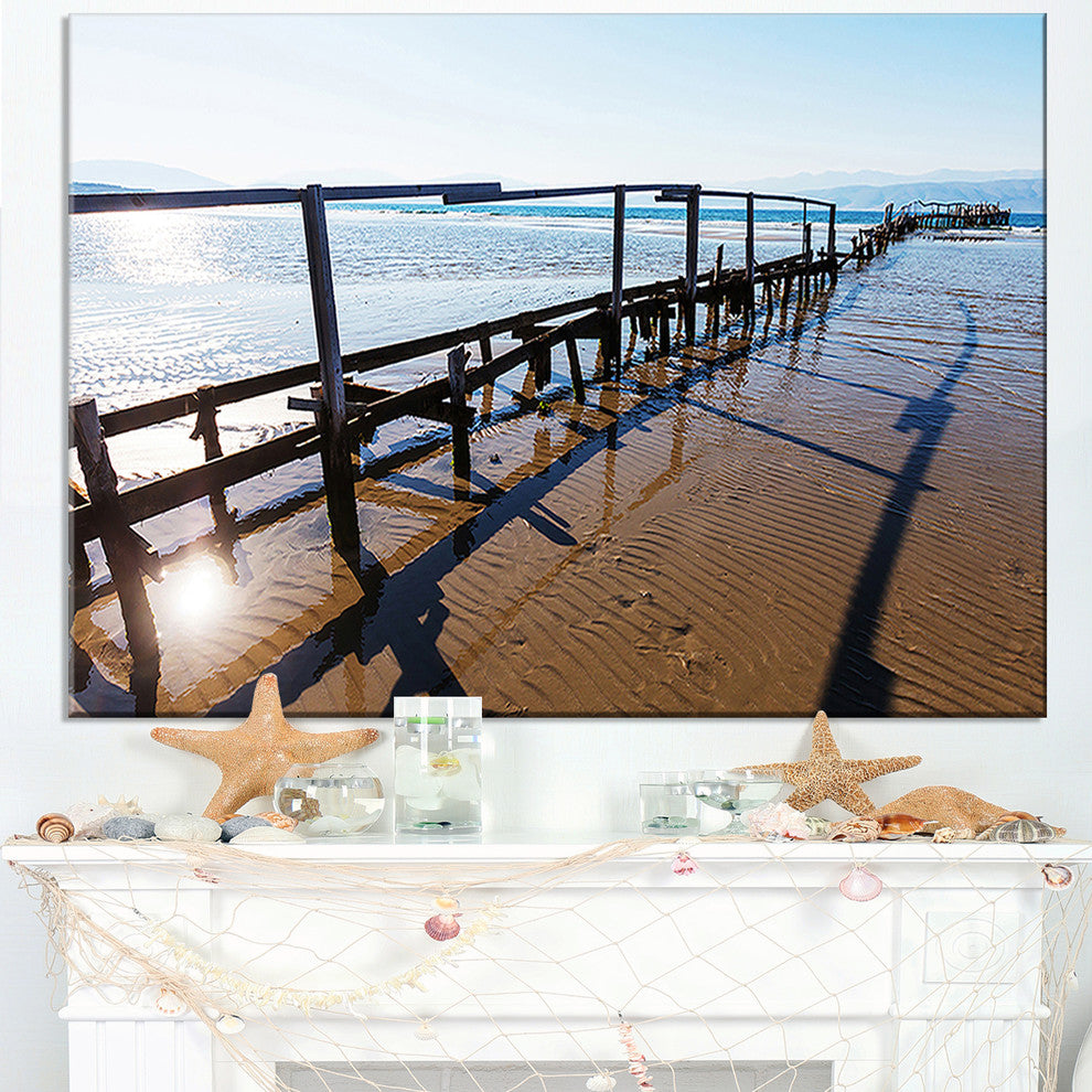 "Wooden Boardwalk On Beach" Sea Bridge Canvas Wall Artwork, 40"x30"