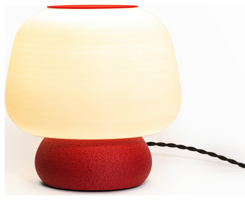 Mushroom 10" Plant-Based PLA Dimmable LED Table Lamp, White/Red