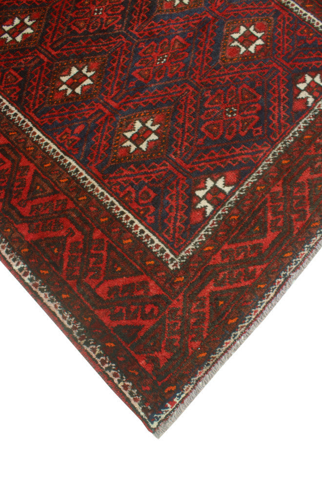 Vintage Distressed Mateen Navy/Red Rug, 3'11x7'3
