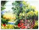 "Watercolor Landscape With Flowers" Metal Wall Art, 3 Panels, 36"x28"